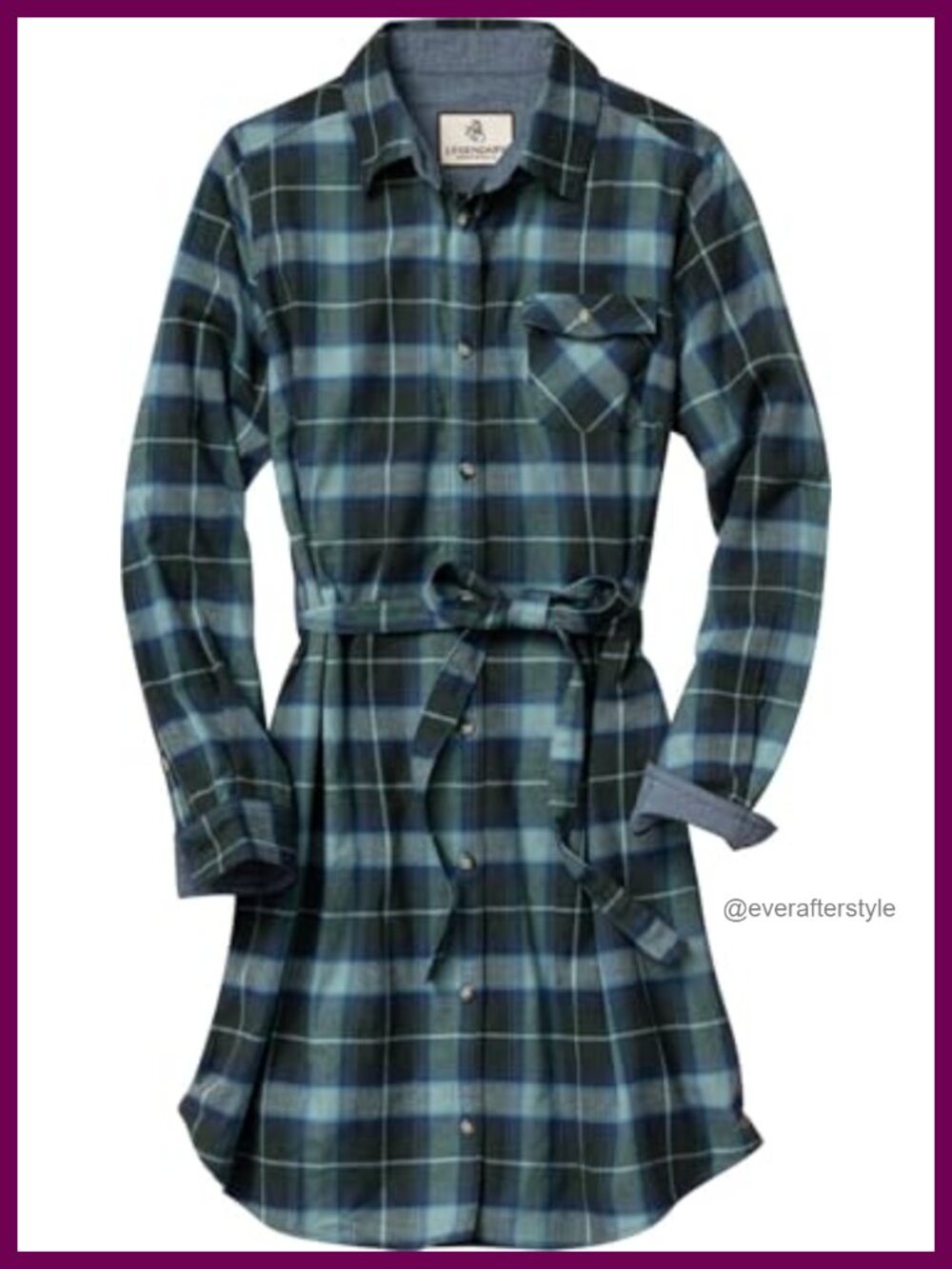 Plaid Flannel Dress Long Sleeve Button Up Tunic